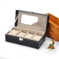 Custom black luxury jewellery box for 4 watch custom cheap